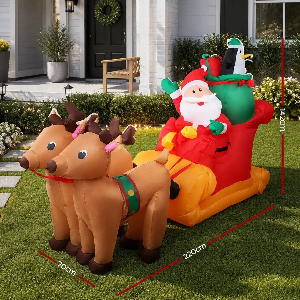 Christmas Inflatable Santa Sleigh Decoration Indoor Outdoor 2.2M