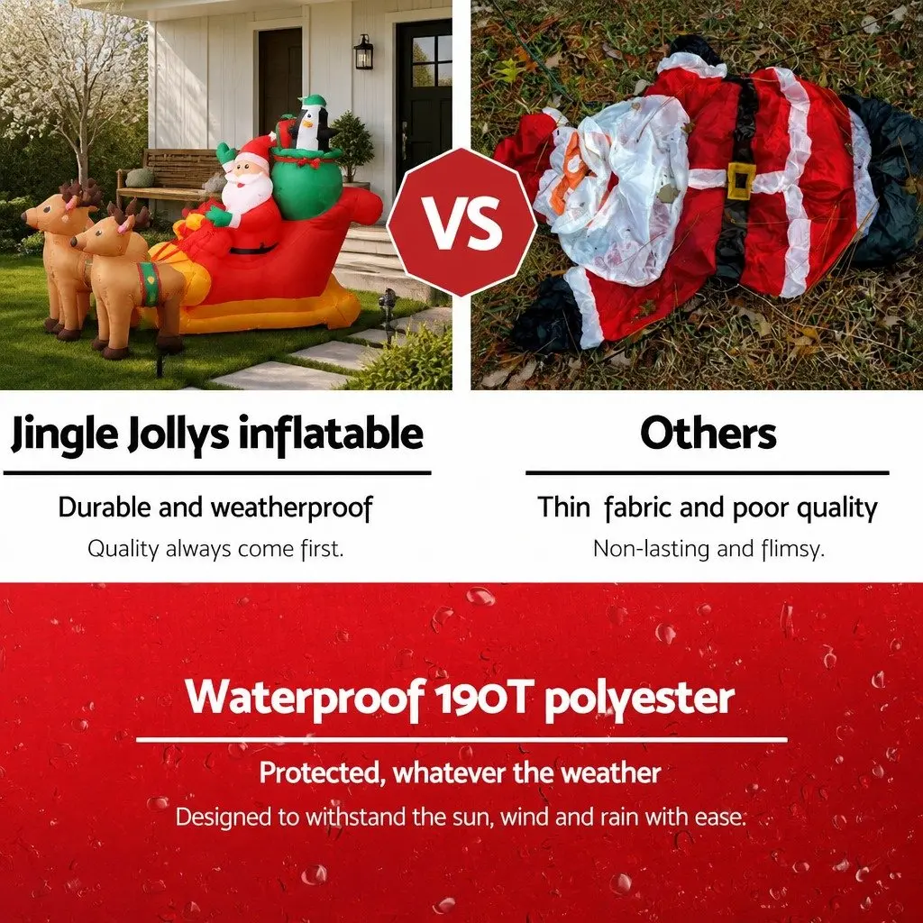 Christmas Inflatable Santa Sleigh Decoration Indoor Outdoor 2.2M