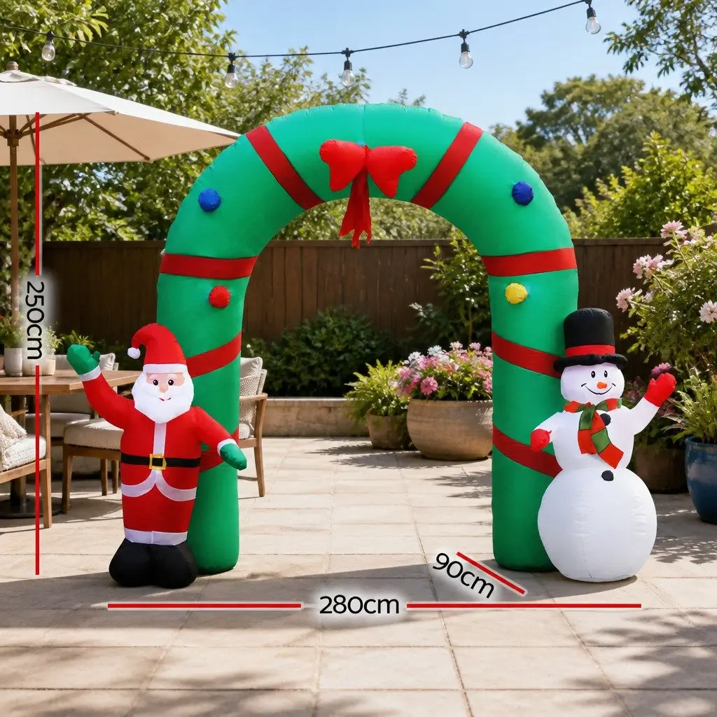 Christmas Inflatable Archway Outdoor 2.8M LED Illuminated Holiday Decoration