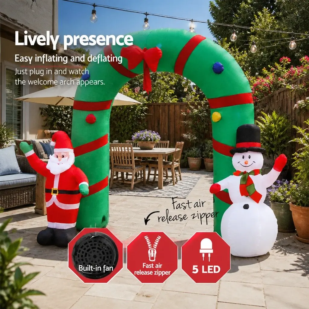 Christmas Inflatable Archway Outdoor 2.8M LED Illuminated Holiday Decoration