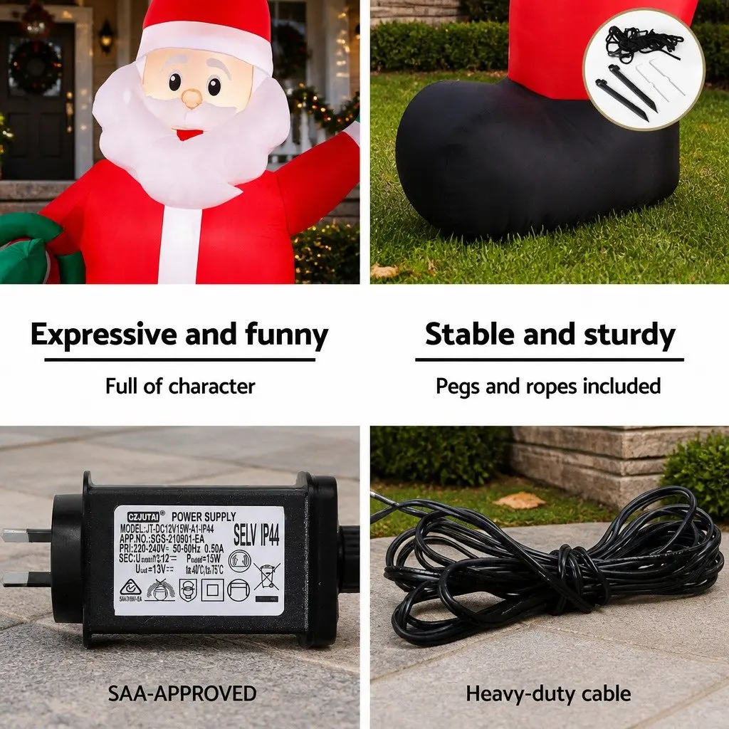 Inflatable Santa Decoration Outdoor 3.8M Height LED