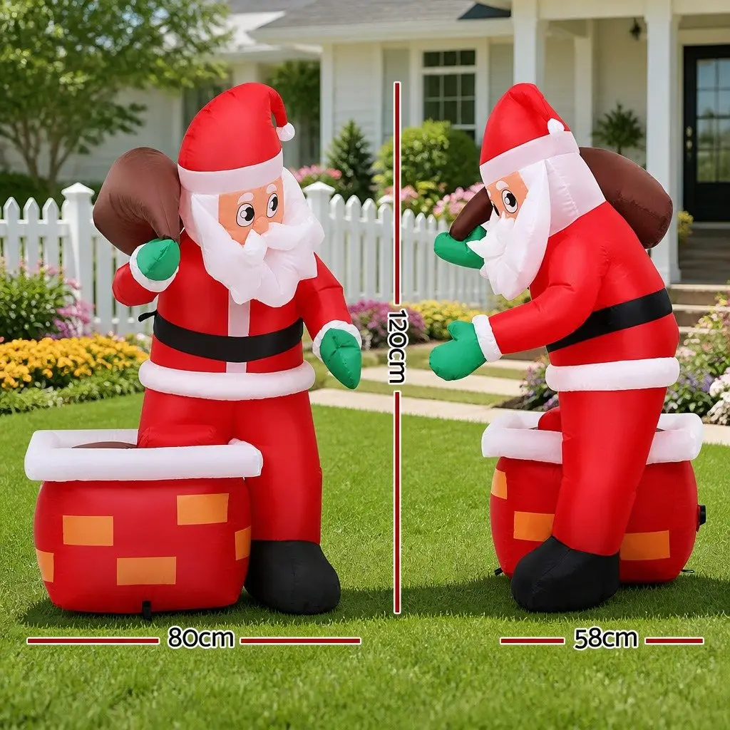 Christmas Inflatable Santa Decoration Multicolour Indoor Outdoor 80 x 58 x 120cm