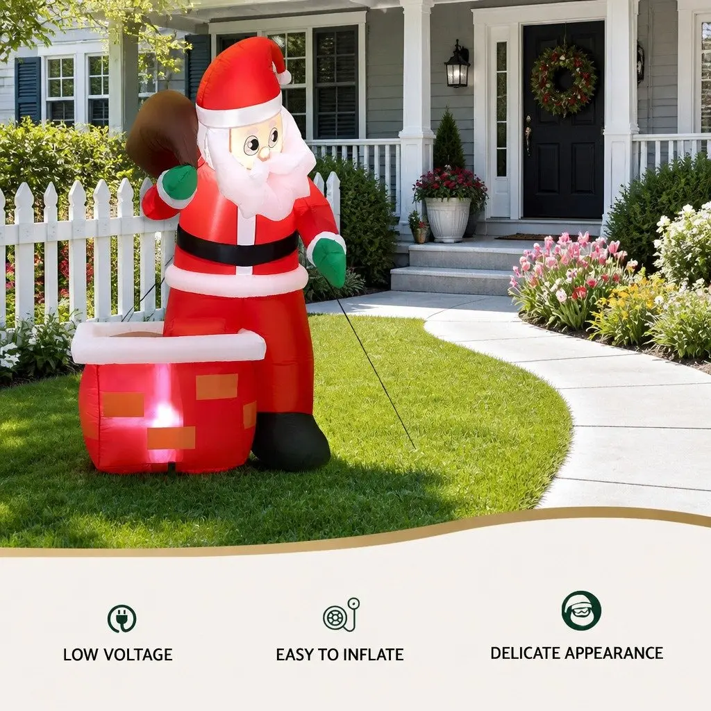 Christmas Inflatable Santa Decoration Multicolour Indoor Outdoor 80 x 58 x 120cm