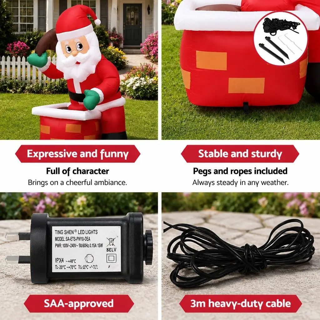 Christmas Inflatable Santa Decoration Multicolour Indoor Outdoor 80 x 58 x 120cm