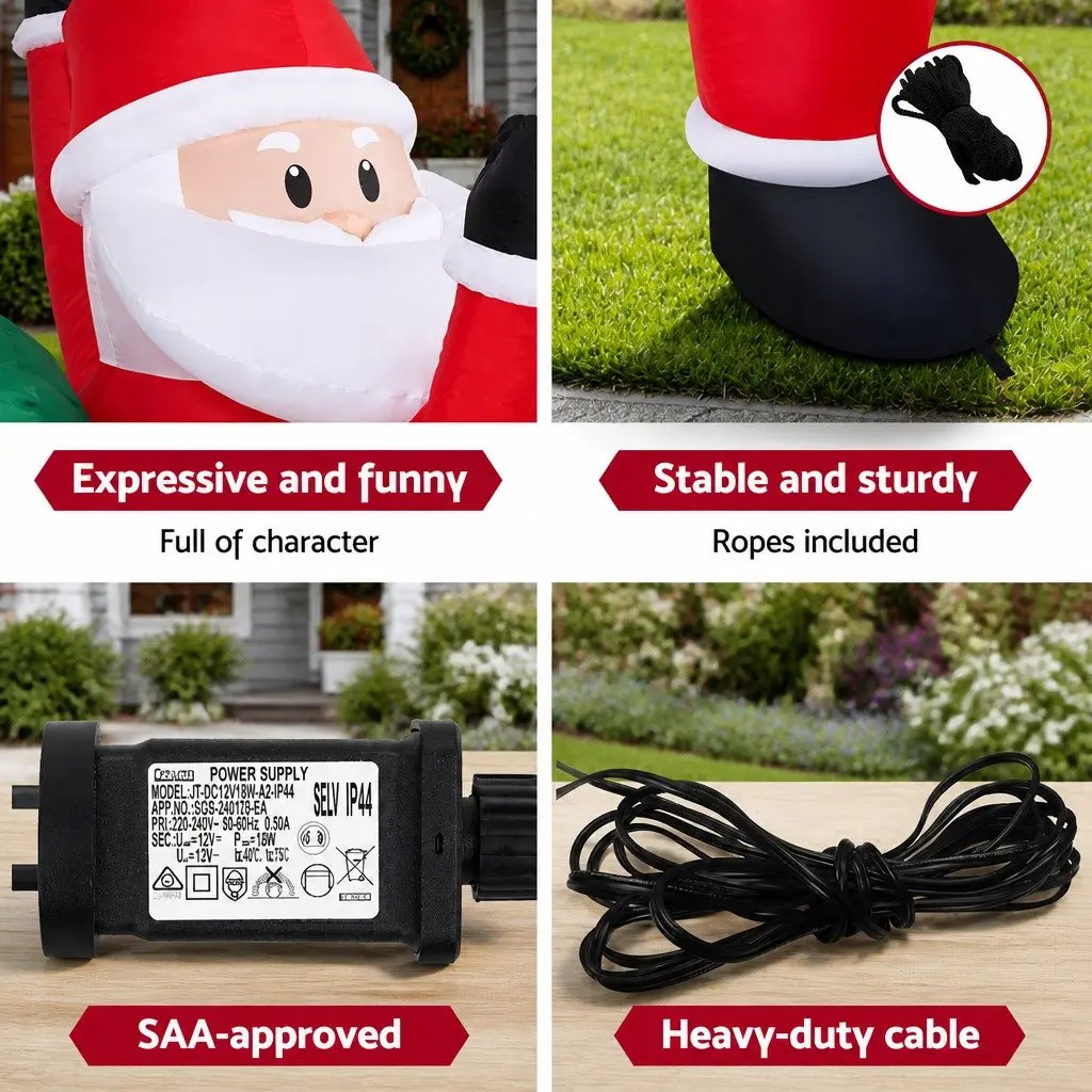 Christmas Inflatable Santa Climbing Decoration Indoor Outdoor 1.9M