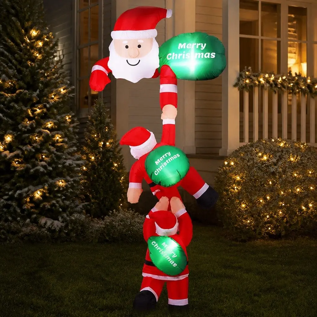 Christmas Inflatable Climbing Santa Decoration 2.5M Indoor Outdoor LED Lights
