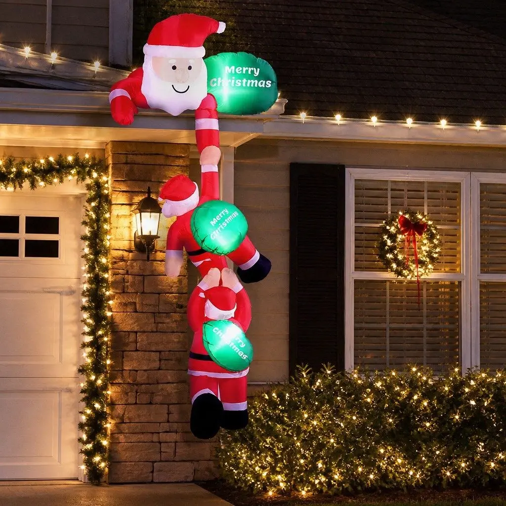 Christmas Inflatable Climbing Santa Decoration 2.5M Indoor Outdoor LED Lights
