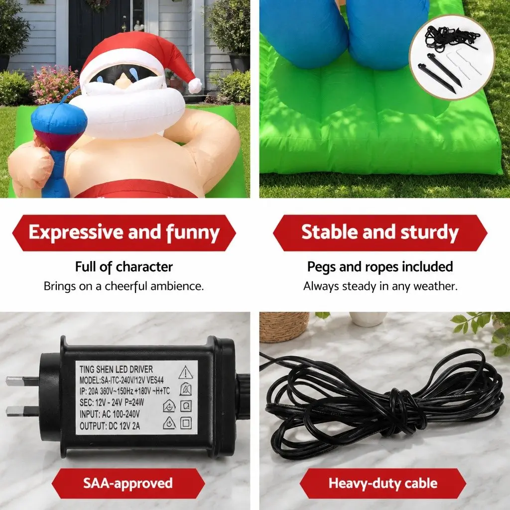 Christmas Inflatable Santa Bench Indoor Outdoor 1.8M