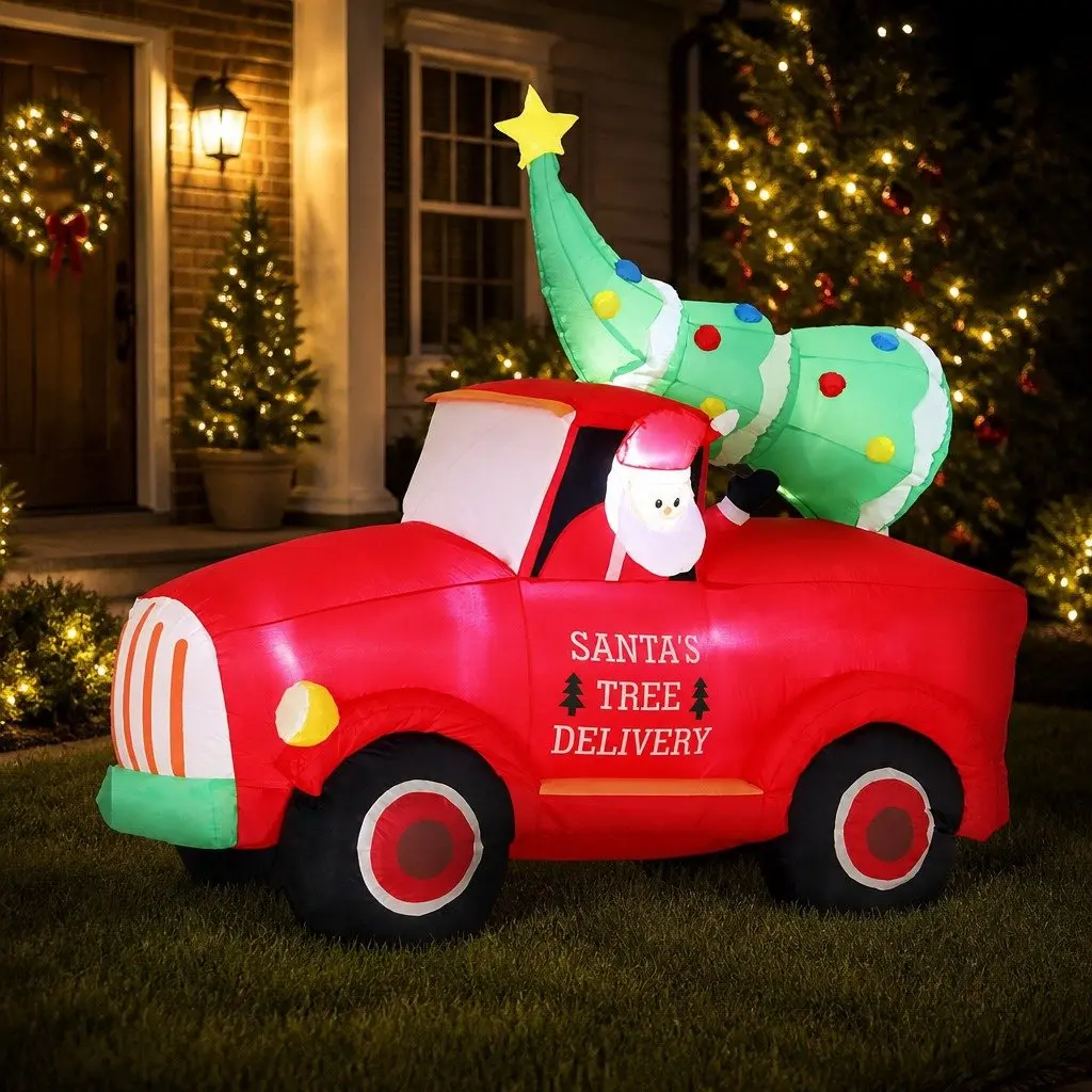 Christmas Inflatable Santa Truck Decoration Indoor Outdoor 1.6M