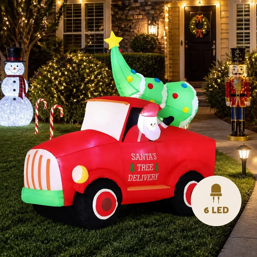 Christmas Inflatable Santa Truck Decoration Indoor Outdoor 1.6M