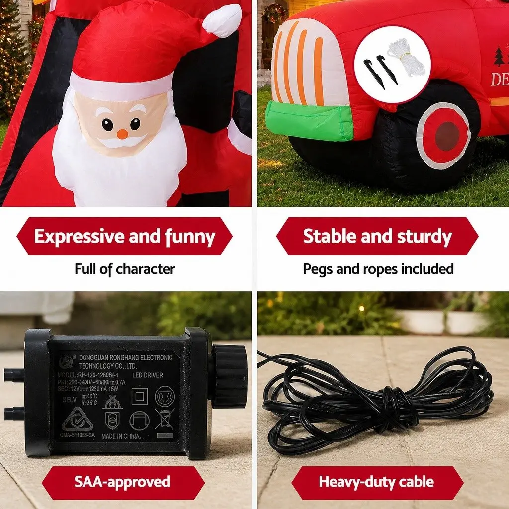 Christmas Inflatable Santa Truck Decoration Indoor Outdoor 1.6M