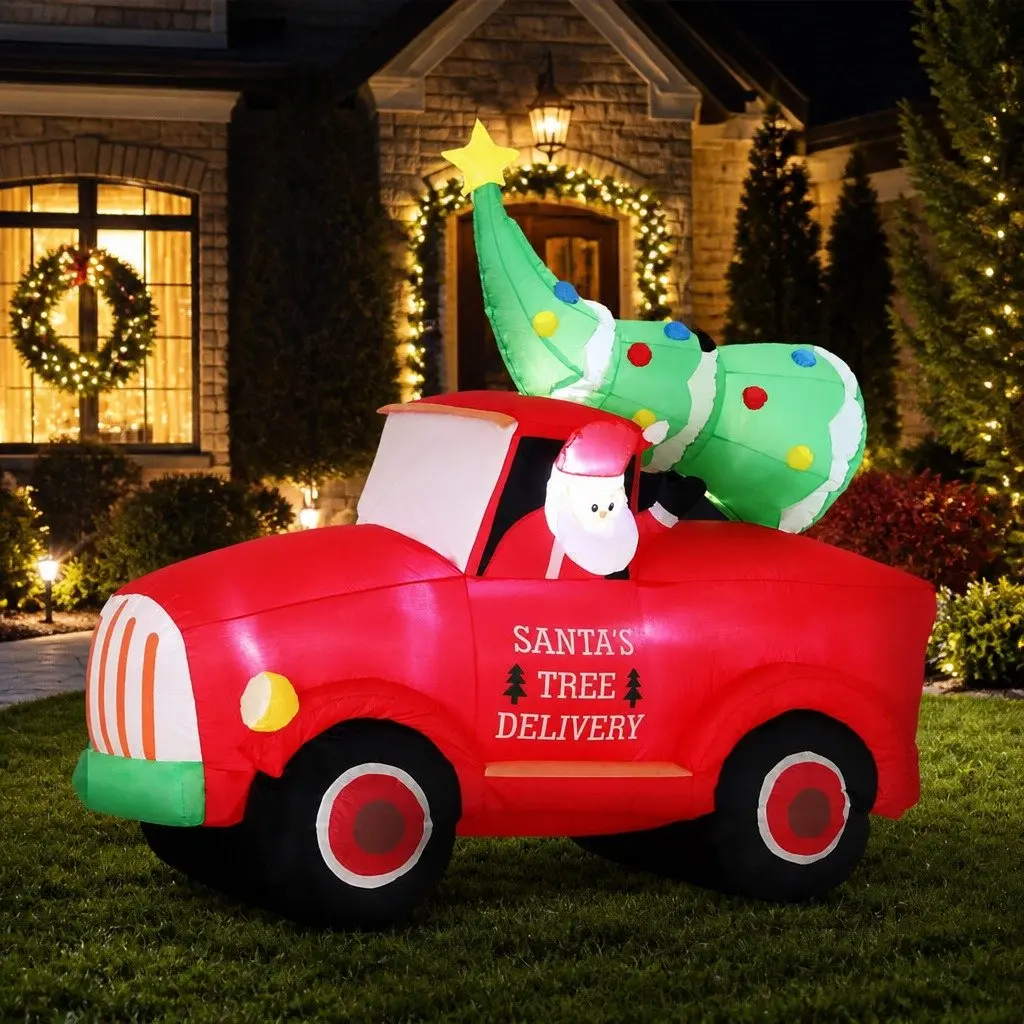 Christmas Inflatable Santa Truck Decoration Indoor Outdoor 1.6M