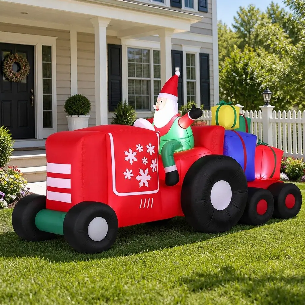 Christmas Inflatable Santa Truck Decoration Indoor Outdoor 2.6M