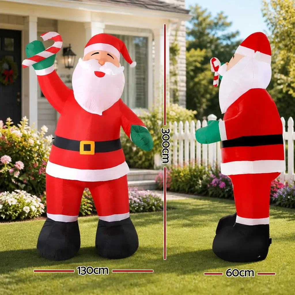 Christmas Inflatable Santa Decoration Indoor Outdoor 3M Red White LED