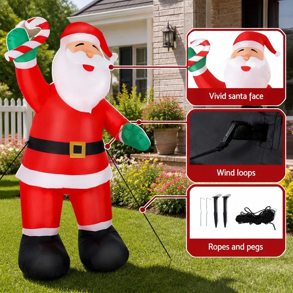 Christmas Inflatable Santa Decoration Indoor Outdoor 3M Red White LED