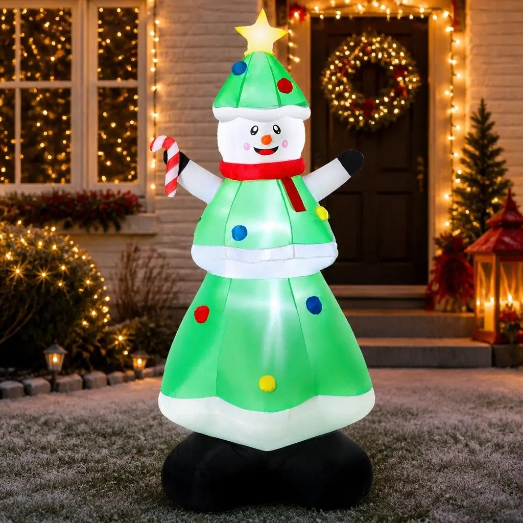 Inflatable Snowman Tree Outdoor Indoor Decorations 2.75M LED Lights