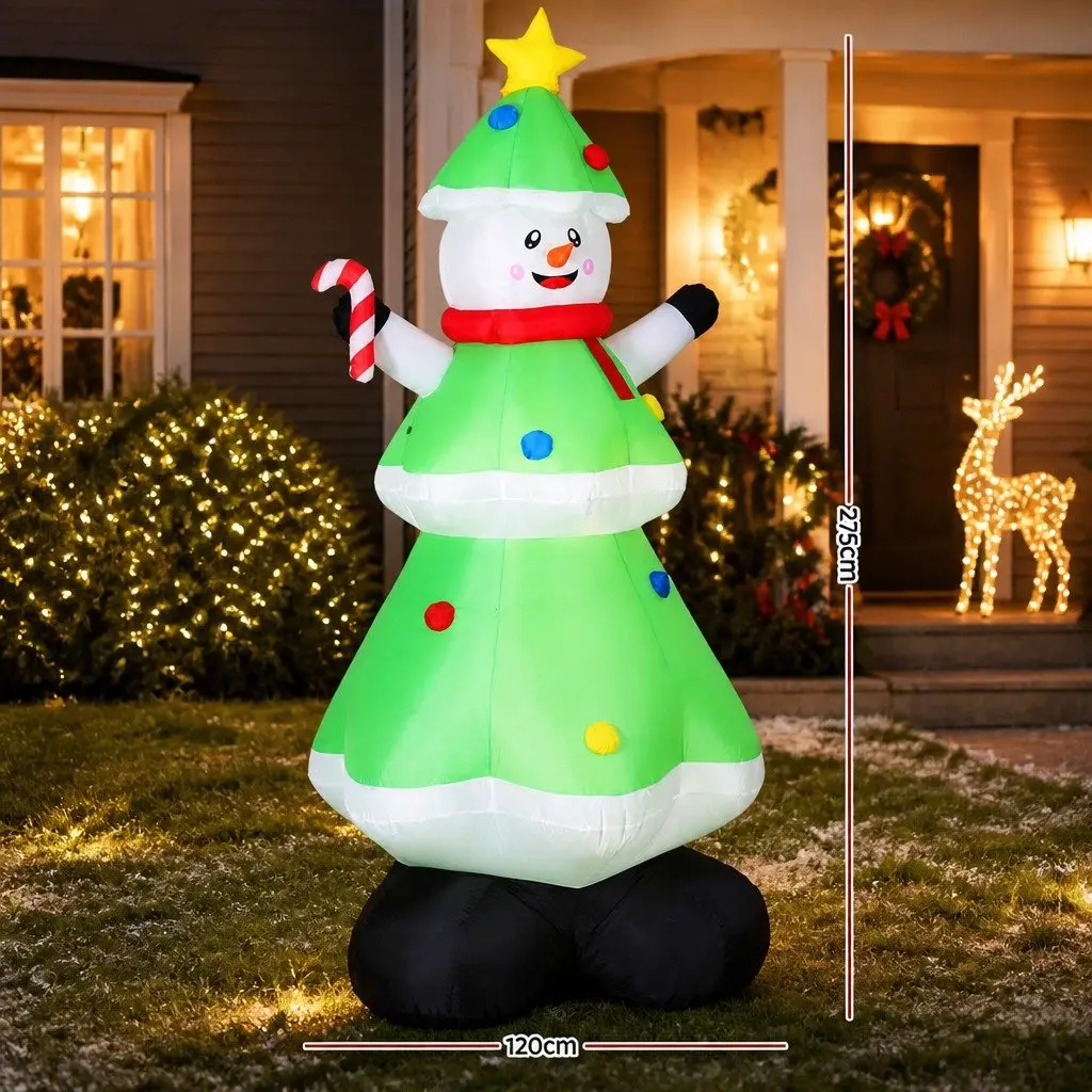 Inflatable Snowman Tree Outdoor Indoor Decorations 2.75M LED Lights