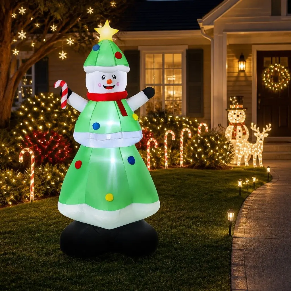 Inflatable Snowman Tree Outdoor Indoor Decorations 2.75M LED Lights