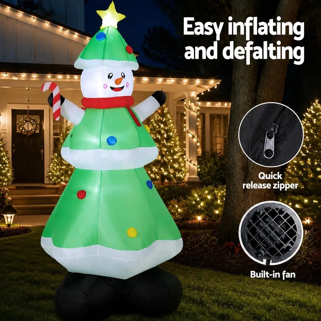 Inflatable Snowman Tree Outdoor Indoor Decorations 2.75M LED Lights