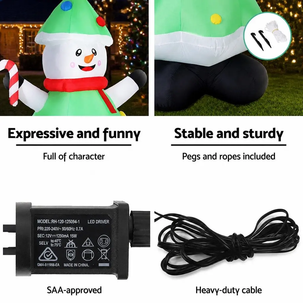 Inflatable Snowman Tree Outdoor Indoor Decorations 2.75M LED Lights