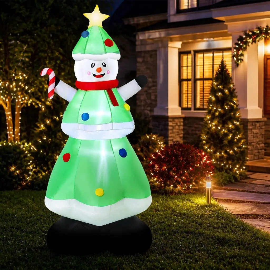 Inflatable Snowman Tree Outdoor Indoor Decorations 2.75M LED Lights