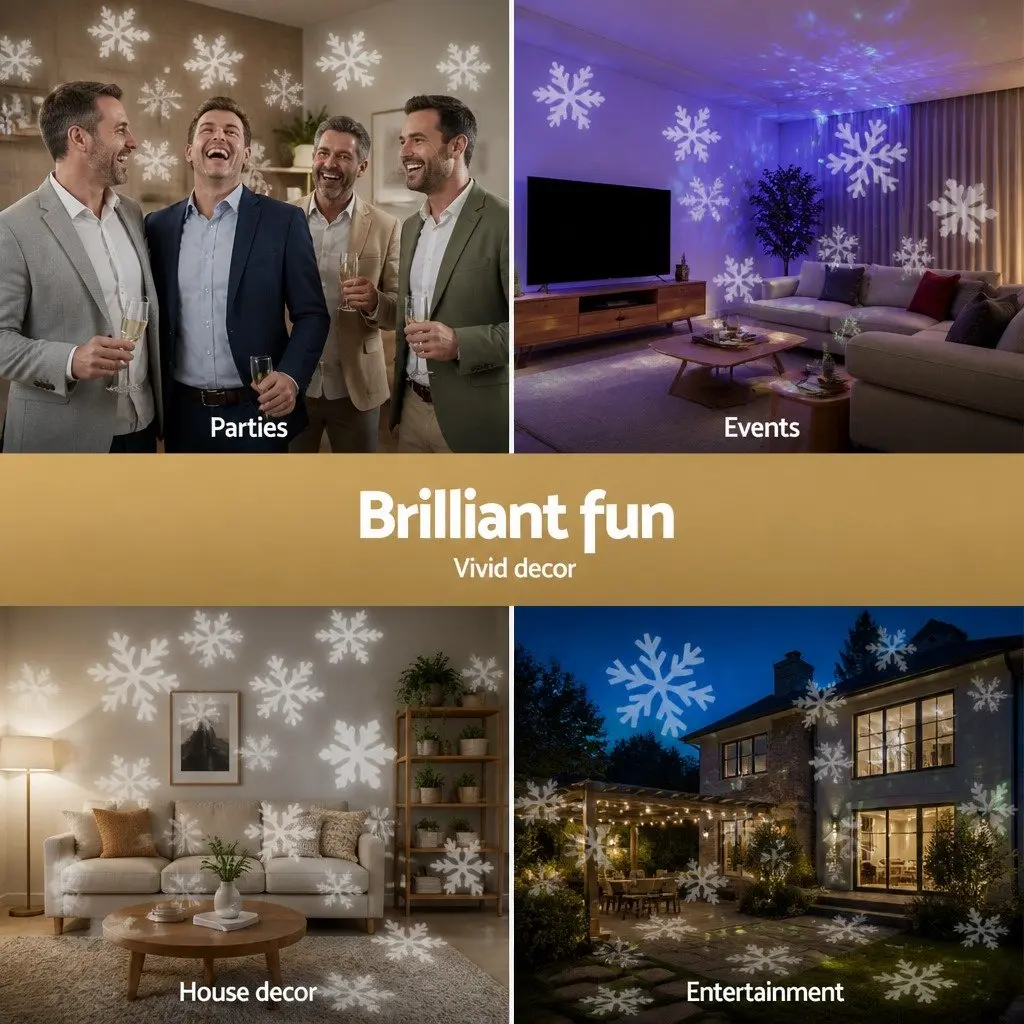 Laser Light Projector Indoor Outdoor Use Snowflake Patterns