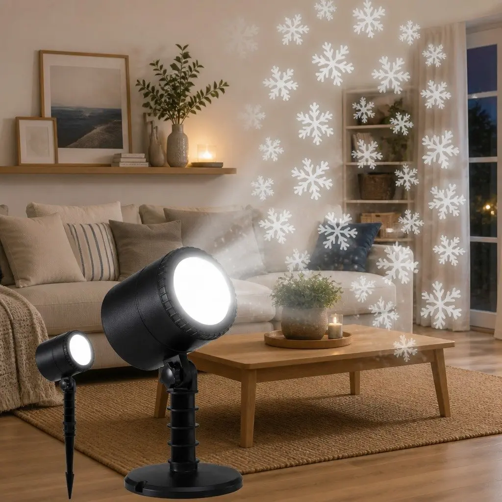 Laser Light Projector Indoor Outdoor Use Snowflake Patterns