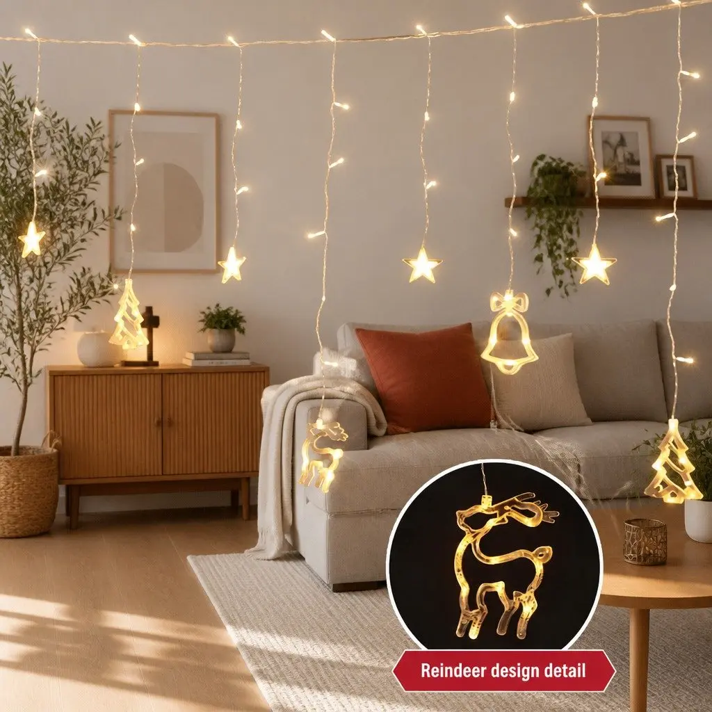 LED Icicle Christmas Lights Indoor Outdoor 3M Warm White 138 Bulbs 8 Modes