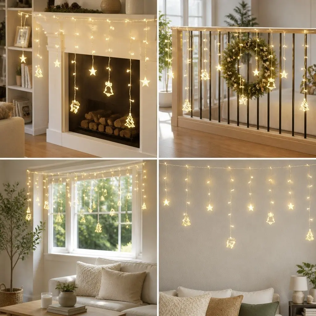 LED Icicle Christmas Lights Indoor Outdoor 3M Warm White 138 Bulbs 8 Modes