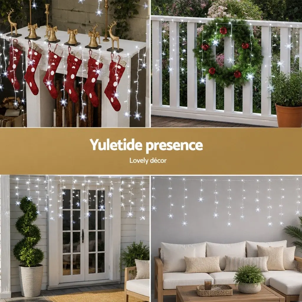 Icicle Christmas Lights Outdoor Indoor 6M 160 LED Cold White