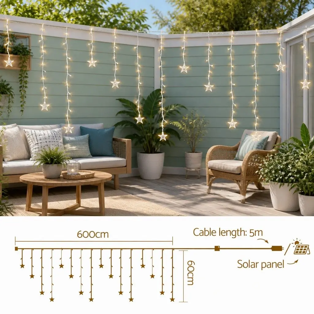LED Icicle Christmas Lights Outdoor Garden Decoration 6M Warm White