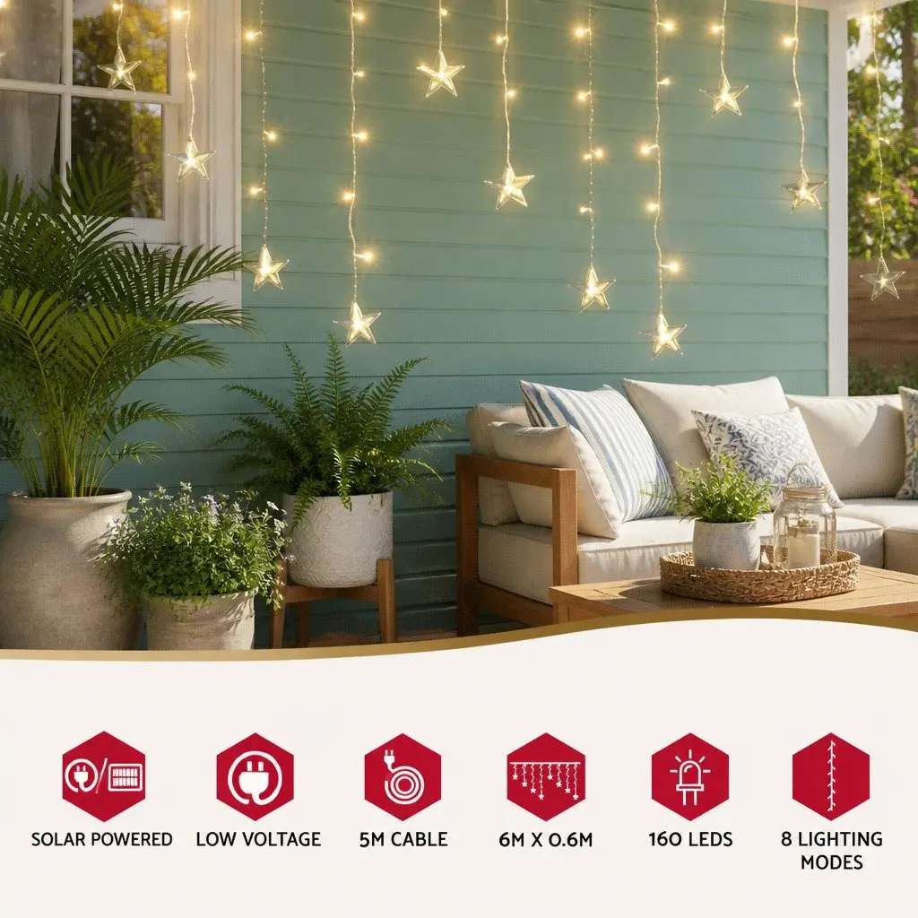 LED Icicle Christmas Lights Outdoor Garden Decoration 6M Warm White