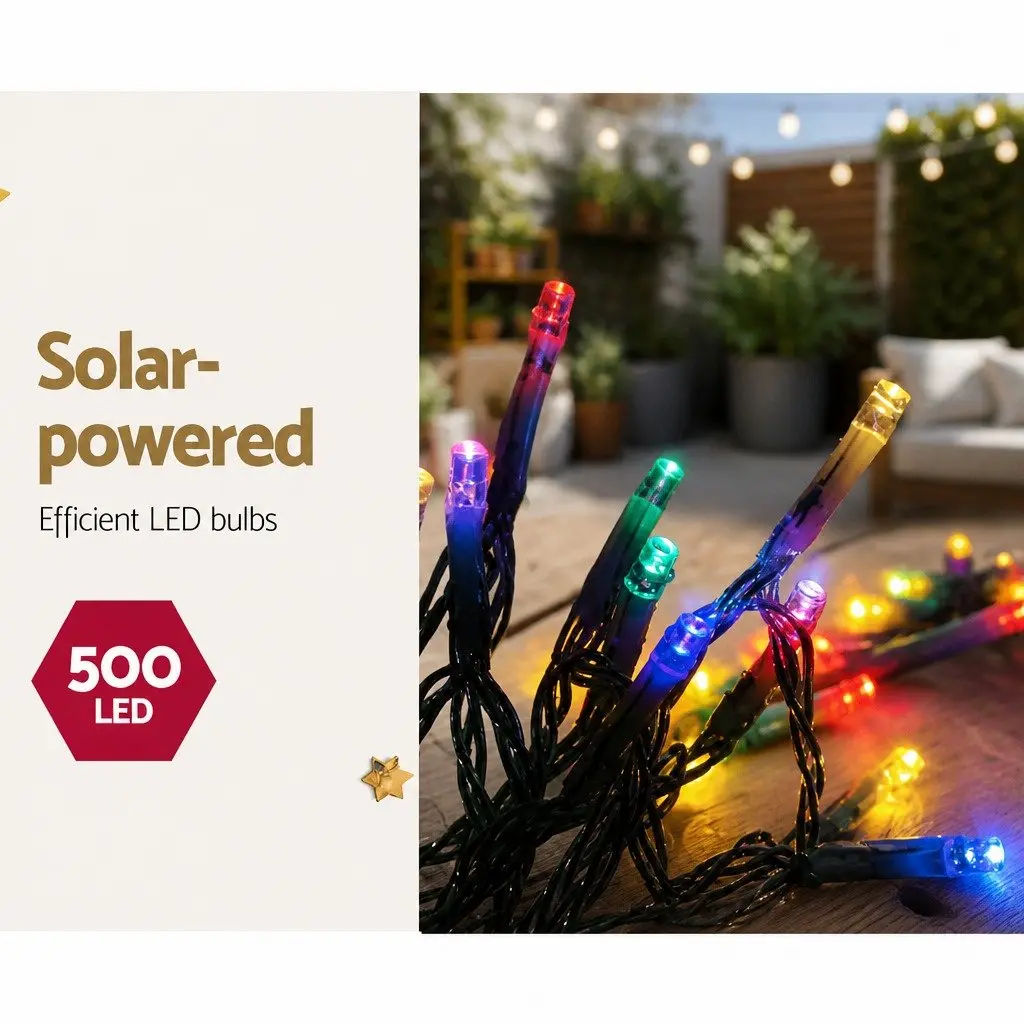 Solar Icicle String Lights Outdoor Use 12.5M Multicoloured 100 Drops