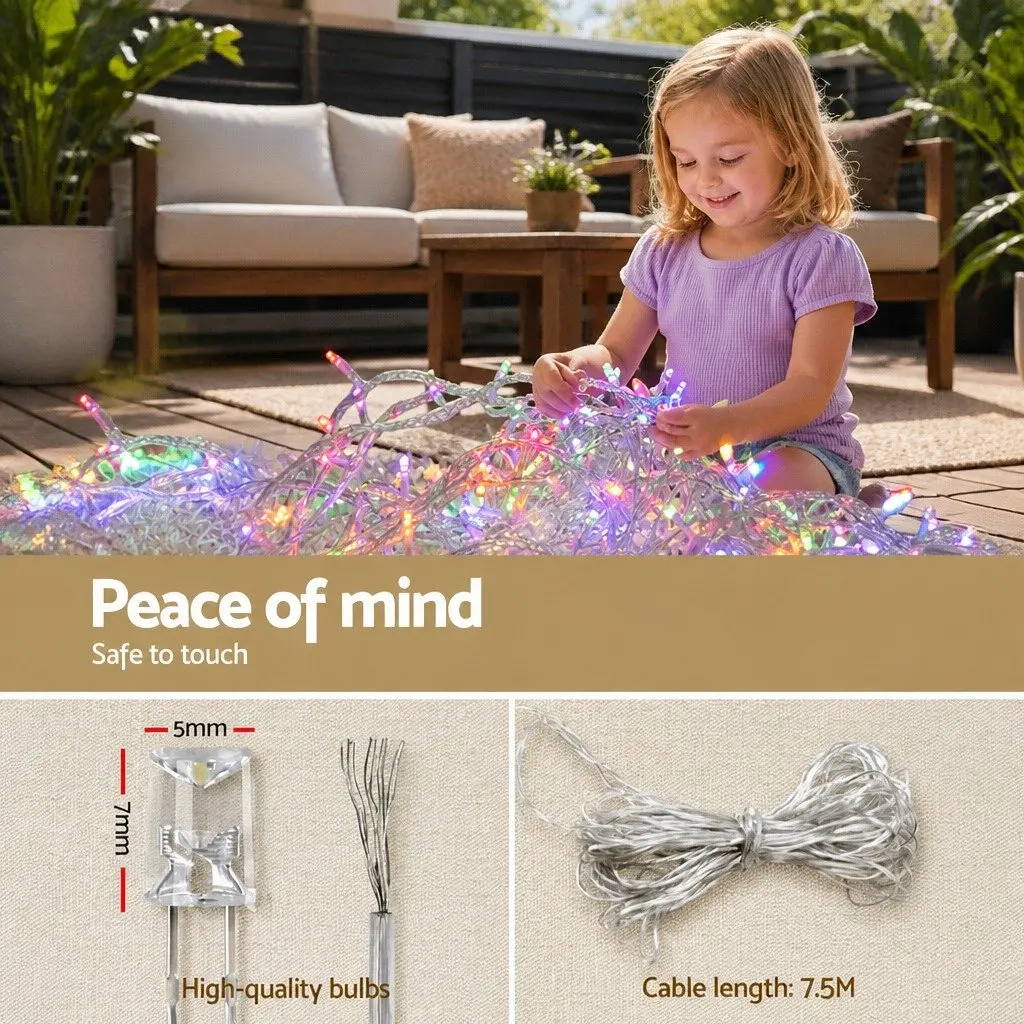 Solar Icicle String Lights Outdoor Use 12.5M Multicoloured 100 Drops
