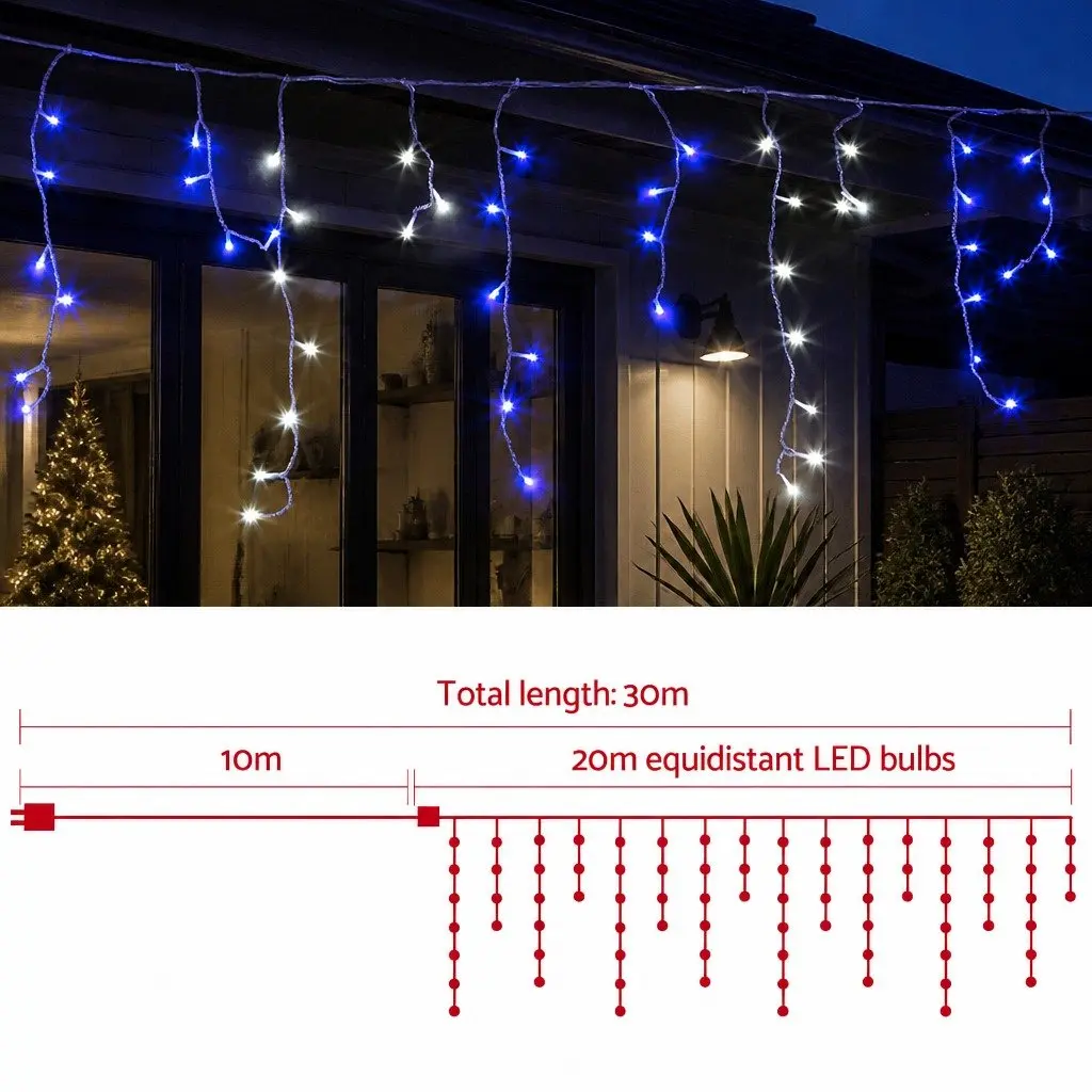 Icicle Lights Outdoor Indoor 20M Blue LED for Christmas Decoration