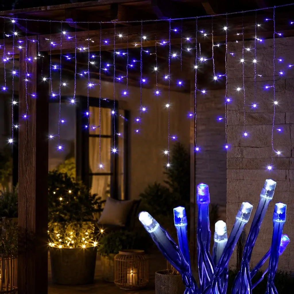 Icicle Lights Outdoor Indoor 20M Blue LED for Christmas Decoration