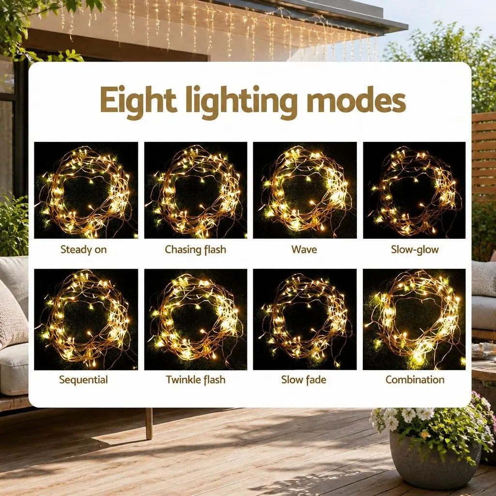 Icicle Lights Indoor Outdoor 20M 800 LED Warm White String Decor