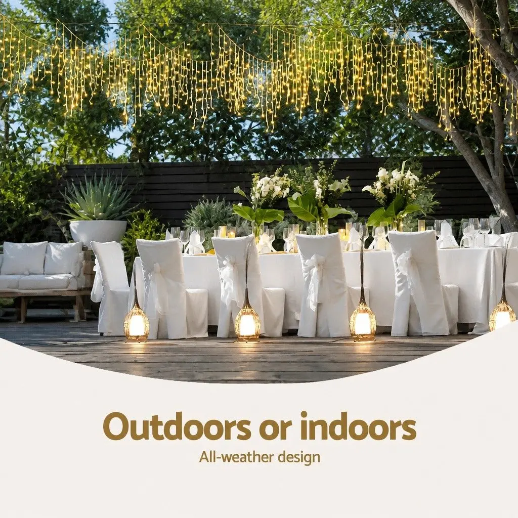 Icicle Lights Indoor Outdoor 20M 800 LED Warm White String Decor