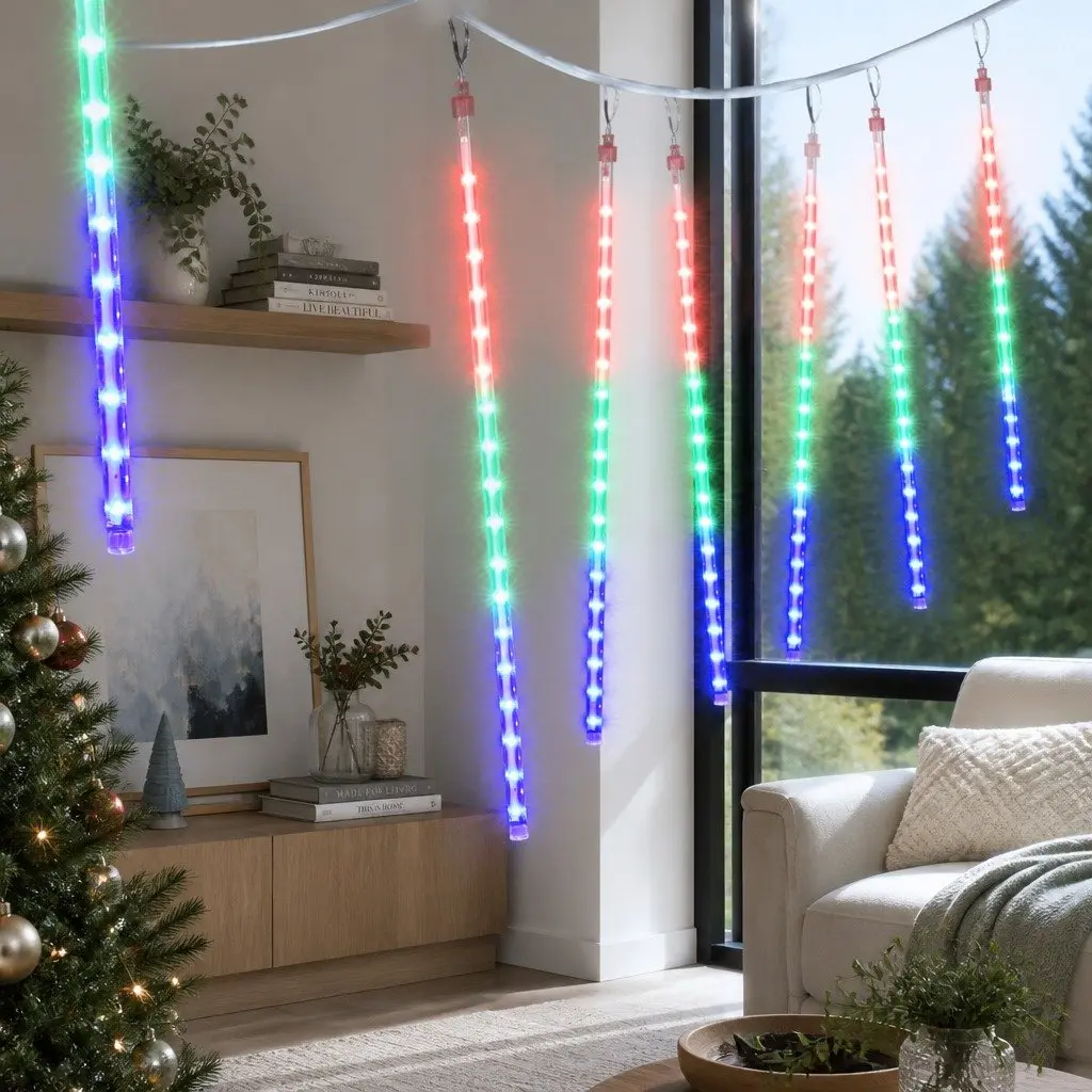 Christmas Icicle Shower Lights Indoor Outdoor 7M Multicolour 288 LED
