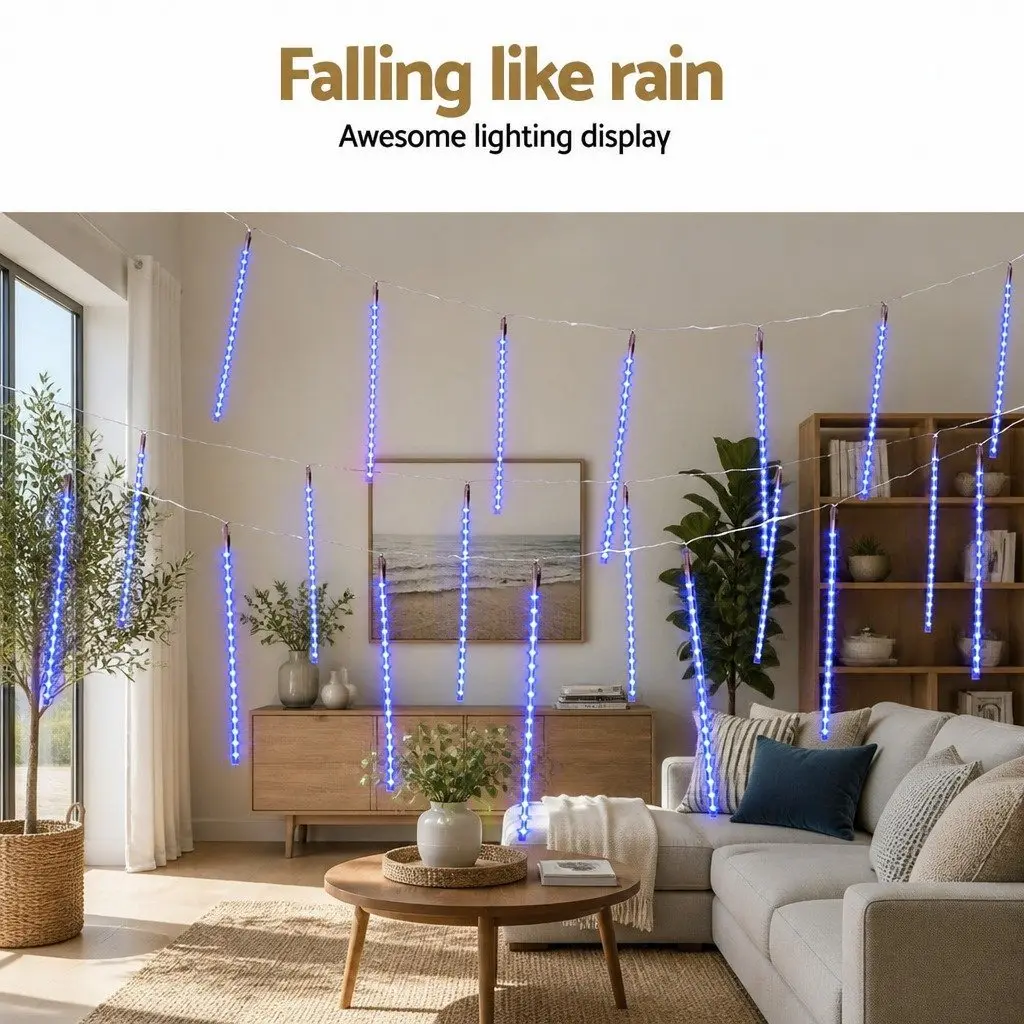 288 LED Blue Icicle Christmas Lights, 7M