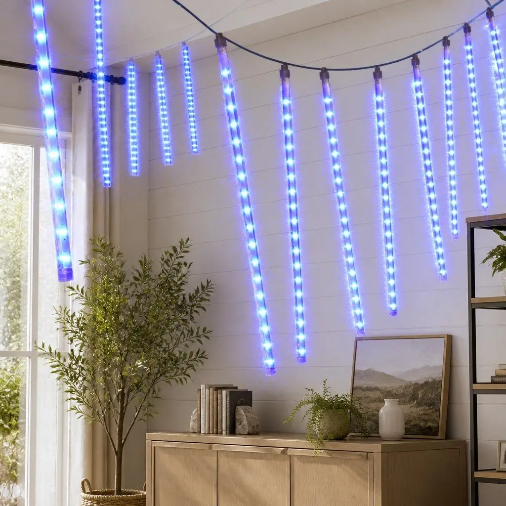 288 LED Blue Icicle Christmas Lights, 7M