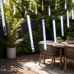 12M Icicle Shower Lights: 960 LED Cold White, 40 Drops