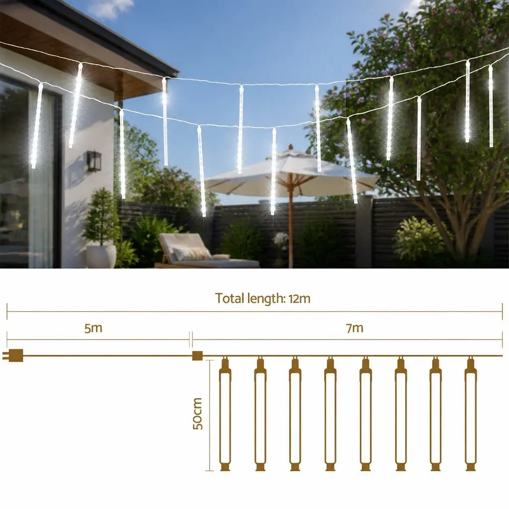 Christmas Icicle Lights Indoor Outdoor 7M Shower LED Falling Meteor Decoration