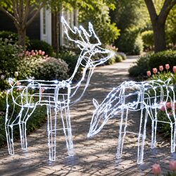 Reindeer Christmas Lights 200 Bulbs LED Set Cool White