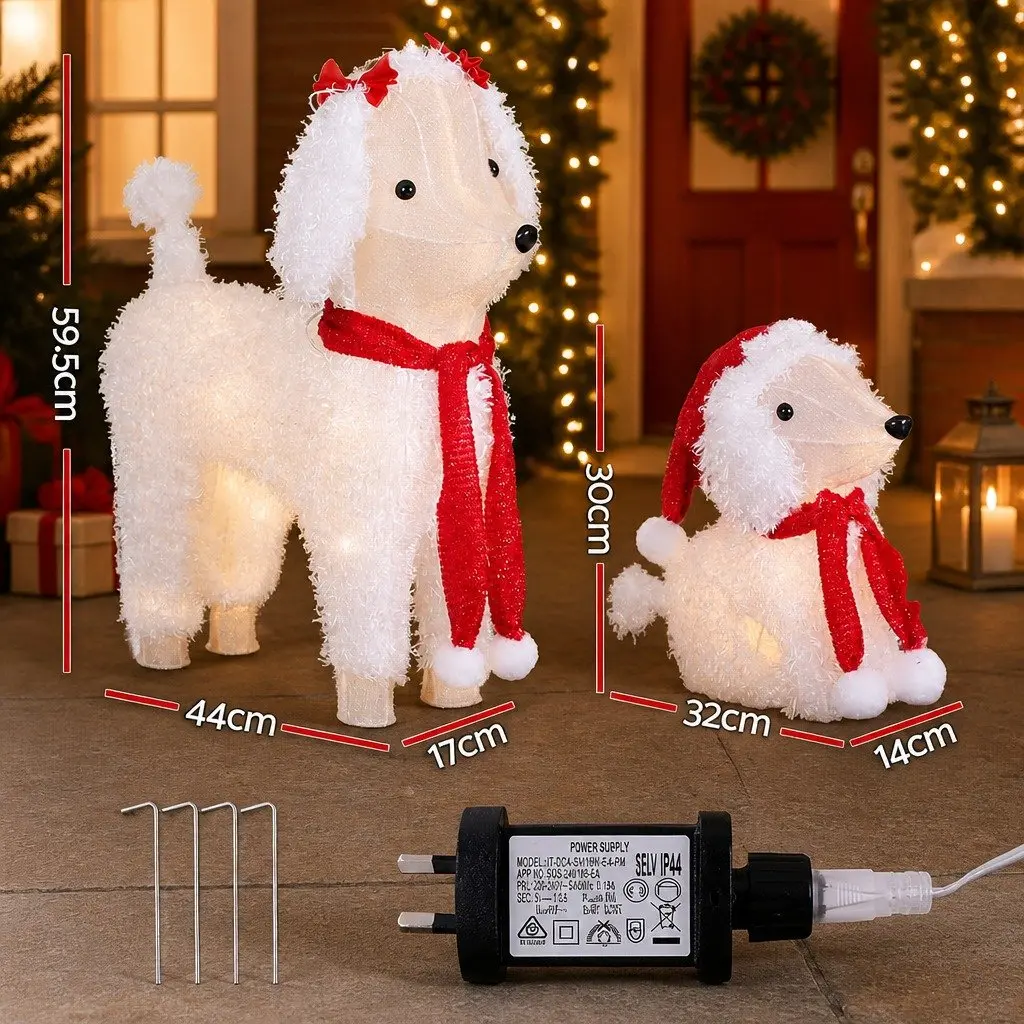 Christmas Dog Decorations Outdoor Garden 60 LED Lights Set