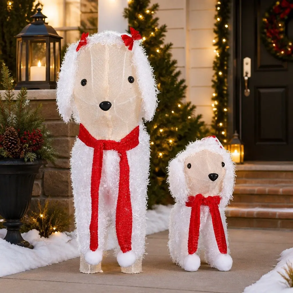 Christmas Dog Decorations Outdoor Garden 60 LED Lights Set
