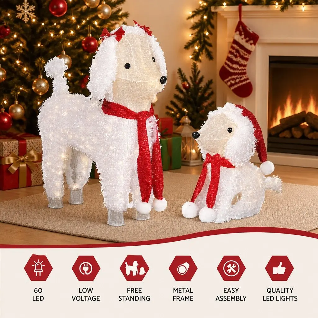 Christmas Dog Decorations Outdoor Garden 60 LED Lights Set