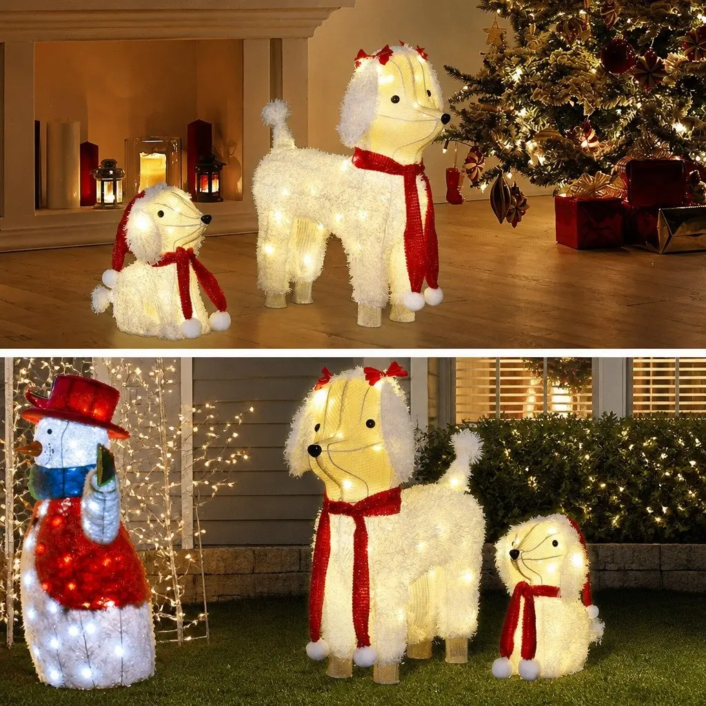 Christmas Dog Decorations Outdoor Garden 60 LED Lights Set