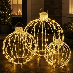 Christmas Lighting Set: 320 LED Lights and Three Decorative Balls