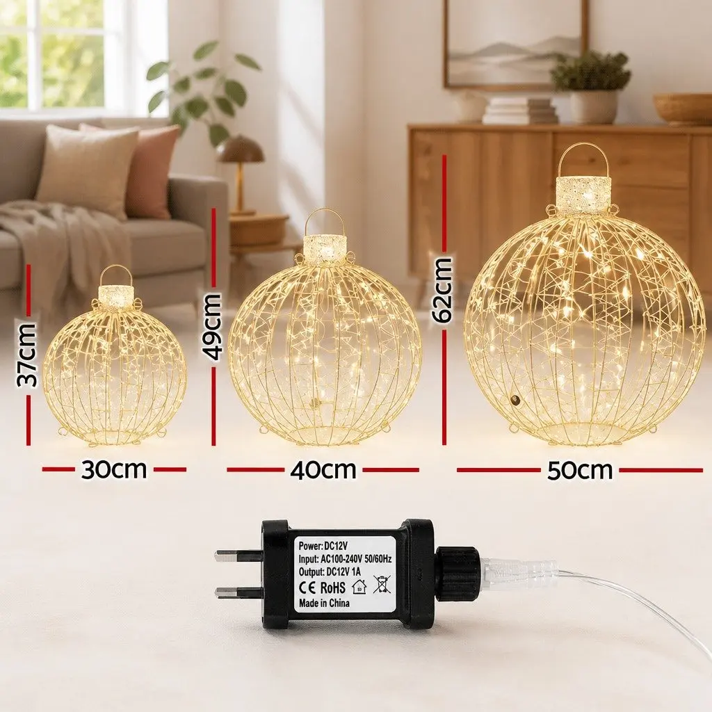 Christmas Lights Outdoor Indoor Decorations 3 Piece 360 LED Light Ball